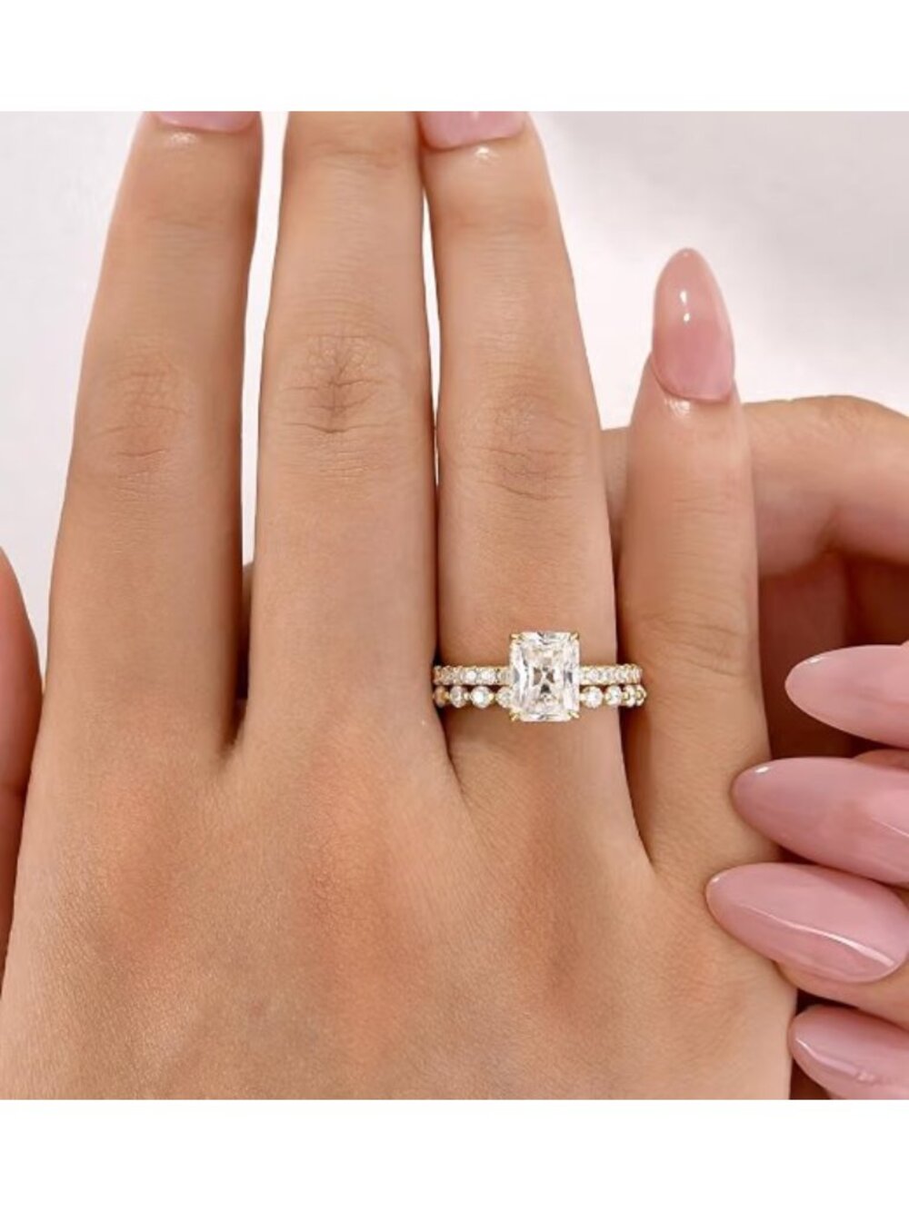 1.5ct Moissanite Bridal Ring Set Size 8 14K Gold Plated NWT - Picture 8 of 10